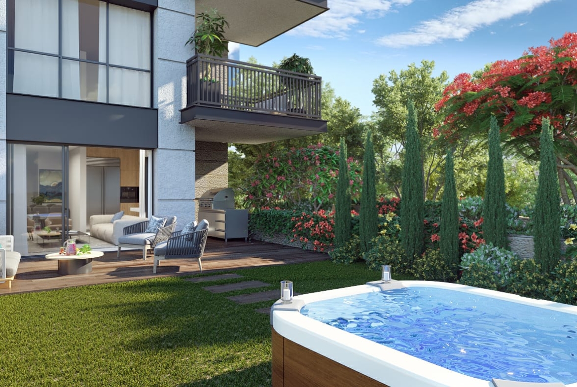 Generations building illustration garden apt