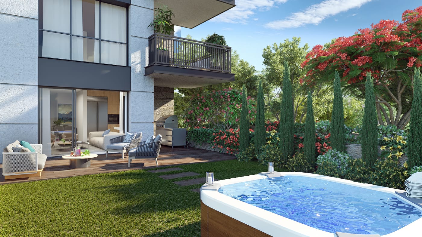 Generations building illustration garden apt Generations building illustration garden apt