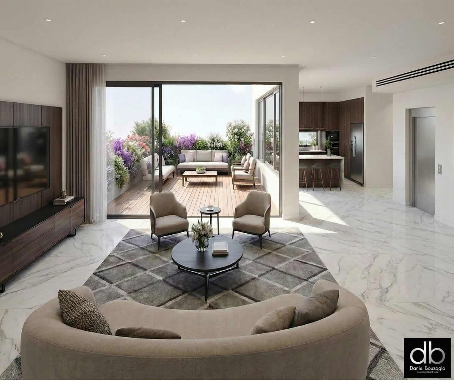 BROSH Apt 16 207 sqm + 4548 sqm terraces equivalent 230 sqm 4 BR 25 Bath Exposures SouthEastNorth 2 Old Katamon By the Park Pre-Development Opportunity