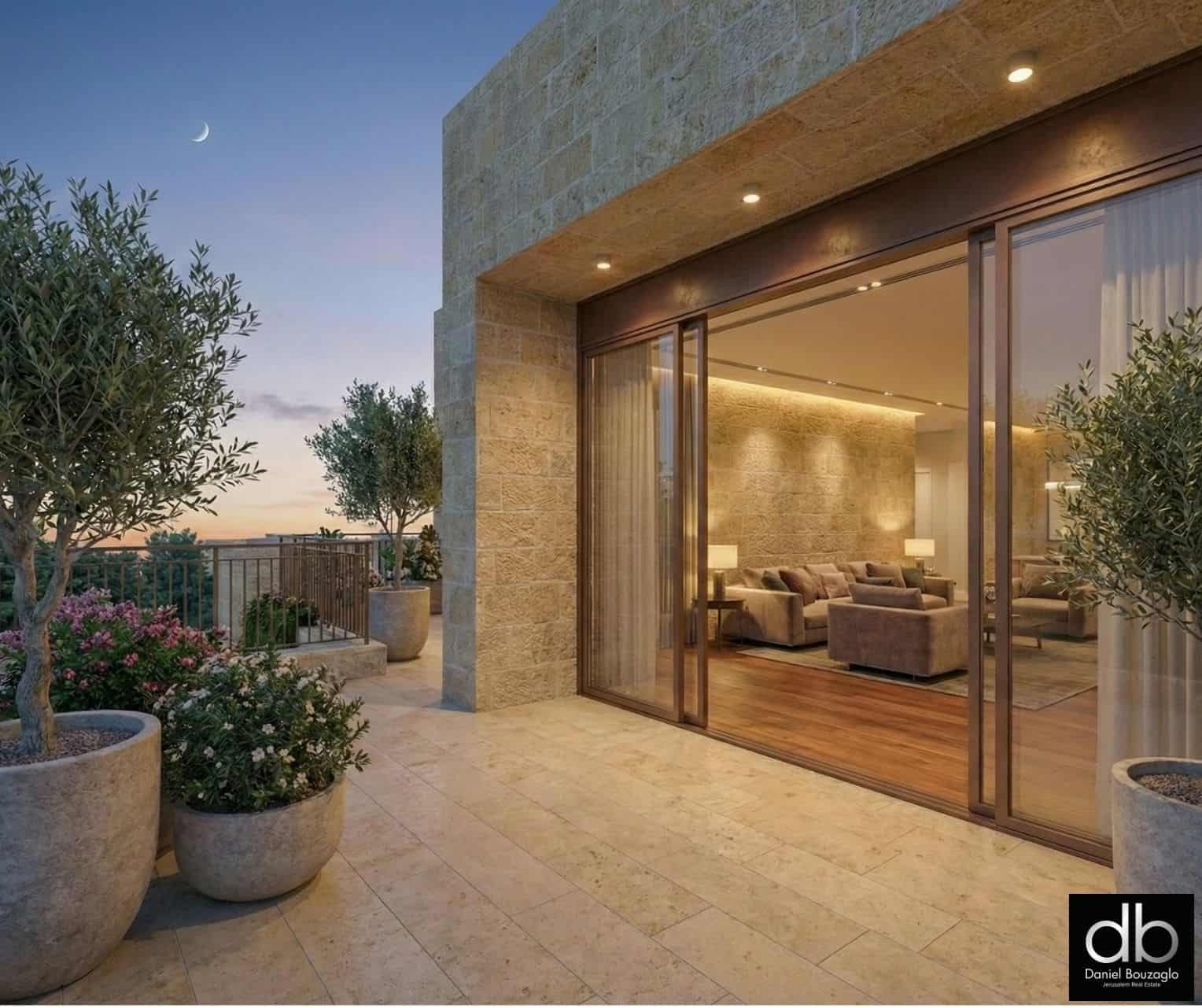 BROSH Apt 16 207 sqm + 4548 sqm terraces equivalent 230 sqm 4 BR 25 Bath Exposures SouthEastNorth 3 Old Katamon By the Park Pre-Development Opportunity